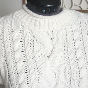 White cable knit sweater
